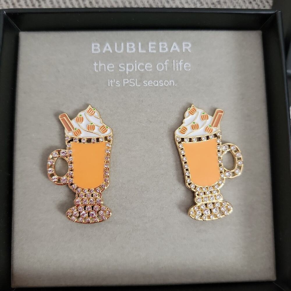 Baublebar Pumpkin Spice Latte Orange Earrings NIB